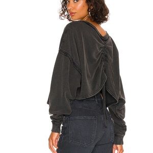 Free People Black Ruched Sweater